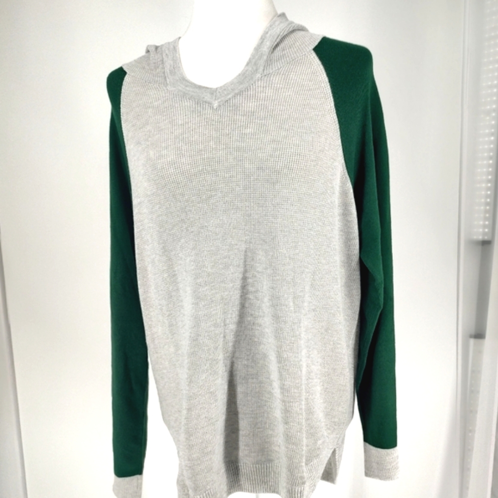 Evolution by Cyrus Women's Grey/Green Long Sleeve Hoodie Size XL